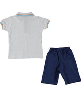 Compleu vara baieti, tricou si pantaloni scurti, Lupita, bumbac, alb